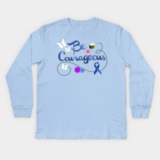 Be Courageous Blue Awareness Ribbon Kids Long Sleeve T-Shirt